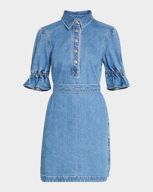 Nataly Denim Puff-Sleeve Mini Dress